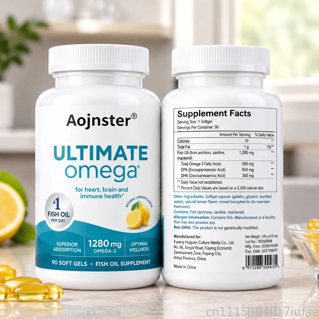 Ultimate Omega Fish Oil 1280mg 90 Softgels Superior Absorption Hair Nail Heart Brain Immune Wellness