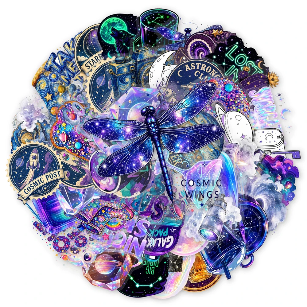 10/30/50pcs Dreamy Galaxy Universe Transparent Stickers Aesthetic DIY Scrapbook Suitcase Phone Guitar Cartoon Starry Sky Decals