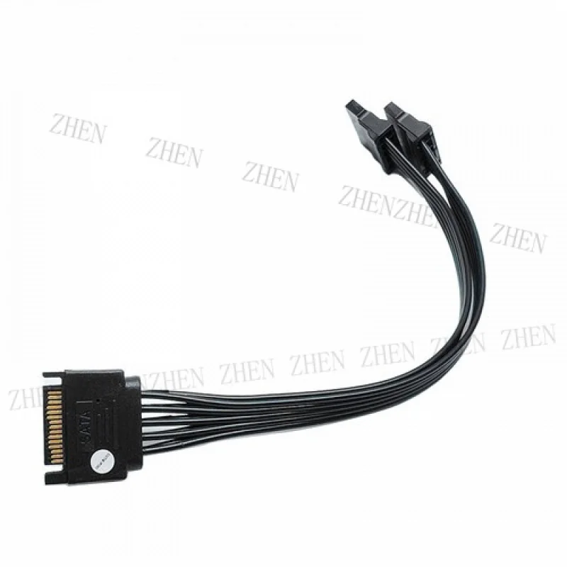 Y Y SATA 15pin M To 2 Port F Splitter HDD SSD Cable Hard Drive Power Supply Cord