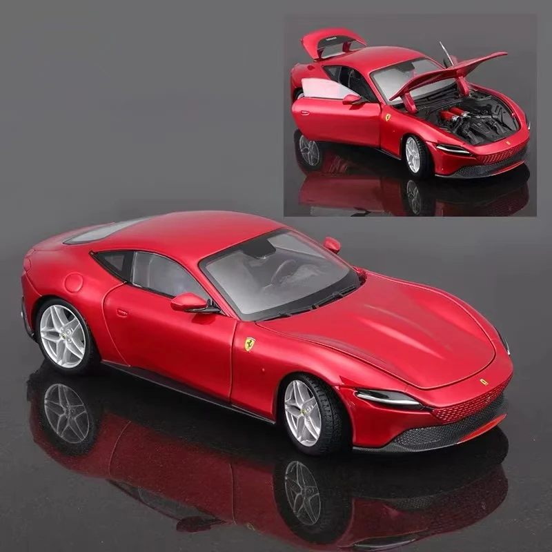 Bburago 1:24 Ferrari Roma Alloy Sports Car Model Diecasts Metal Racing Car Model High Simulation Collection Childrens Toys Gifts