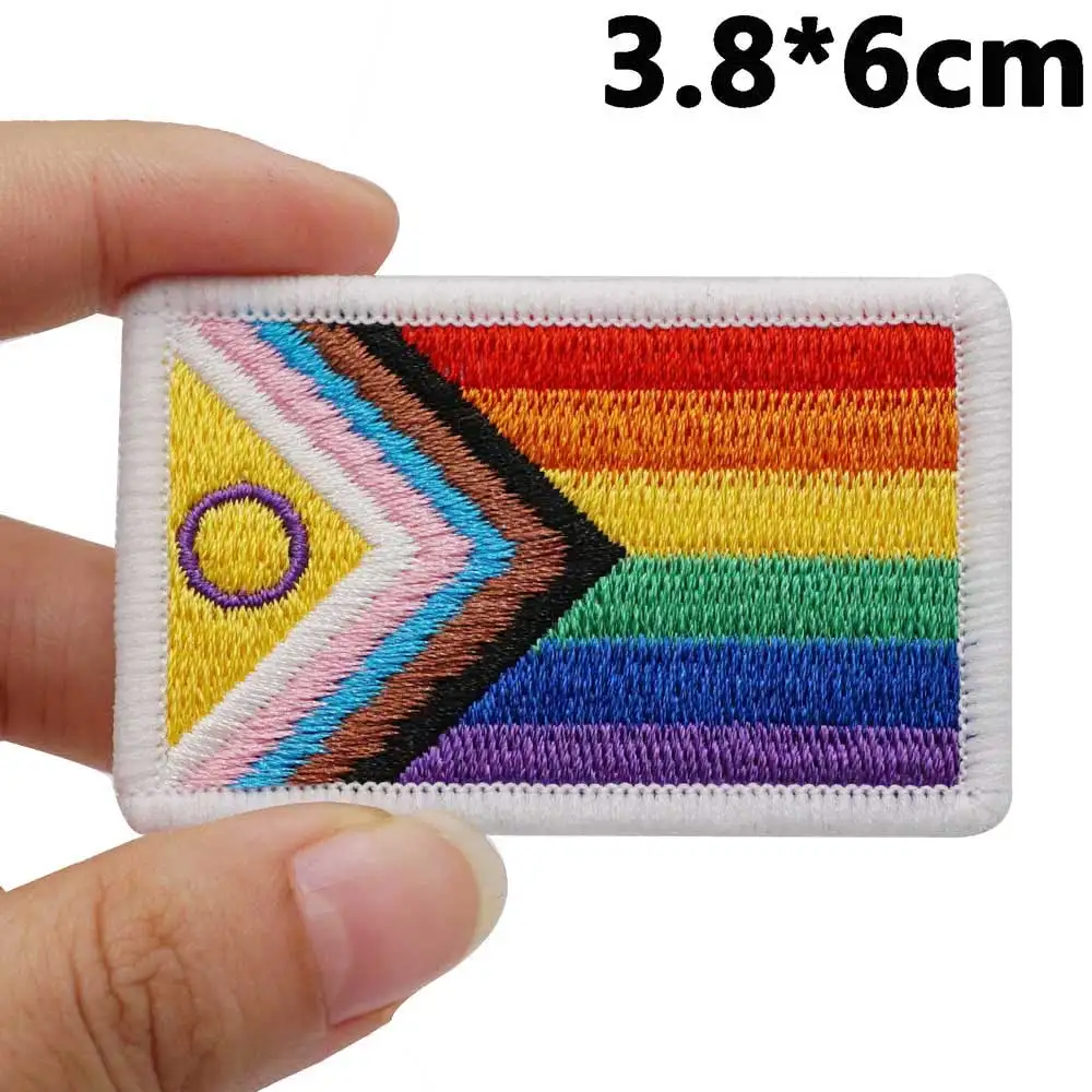 rainbow LGBT flag  Badge Embroidered Applique Sewing Label punk biker Patches with hook backing