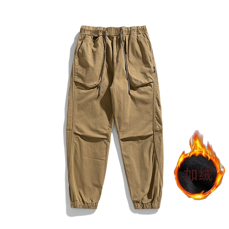 

Heavy Cargo Pants Men's New Autumn and Winter Loose Trend 3D Vertical Cut Plus Fleece Thickened Casual Bunches