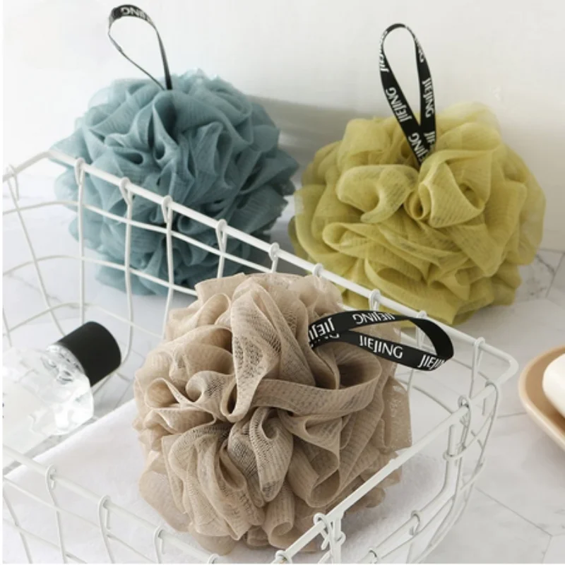 Mesh Bath Cleaning Brush Shower Puffs Soft Sponge Balls Body Cleaner Exfoliating Scrubbers Bath Flower Bathing Accessories Green