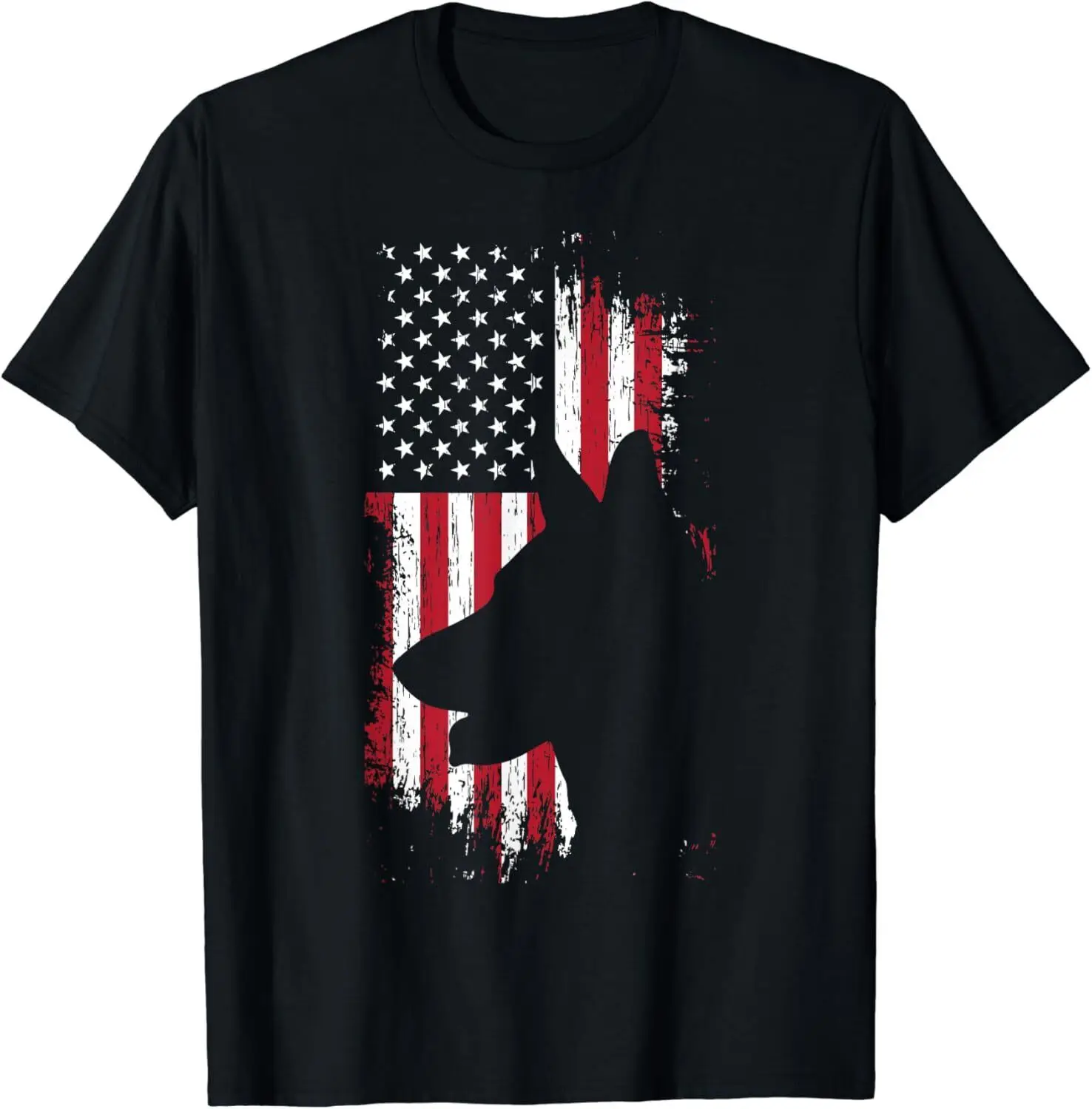 

Funny German Shepherd American Flag Shirt USA Patriotic Dog Gift Unisex T-Shirt