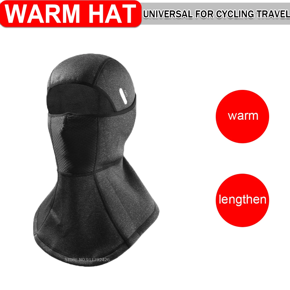 Winter Polar Fleece Warm Face Cap Windproof Lengthening Headgear Motorcycle Helmet Liner Breathable Mask Hat For Outdoor Travel