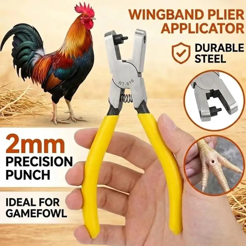 Universal 2mm Wingband Plier Applicator Chick Toe Puncher Stainless Wingband Plier Belt Leather Punching Antiques Puncher Tool