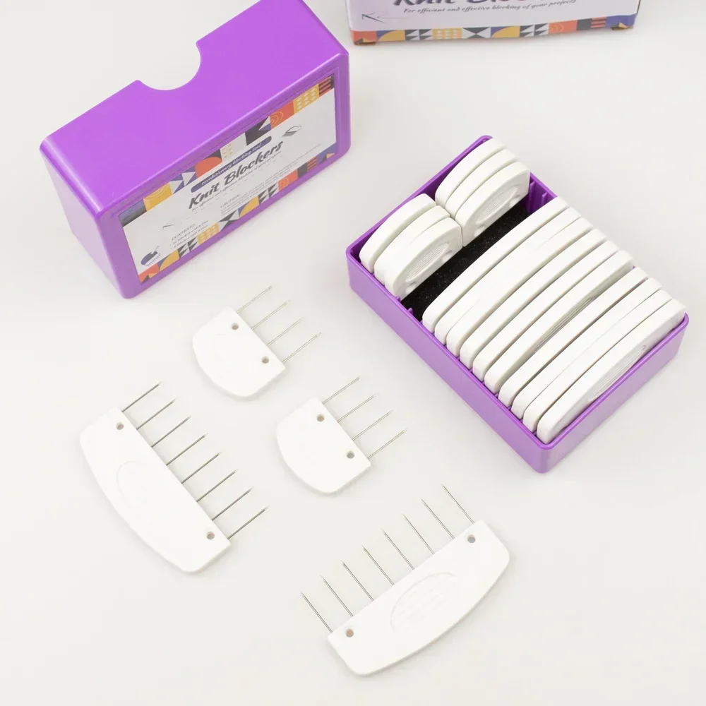 Aço inoxidável Knitting Blocking Combs e Pin Set, Suprimentos DIY Crochet, 2 tamanhos diferentes, 20 Pcs