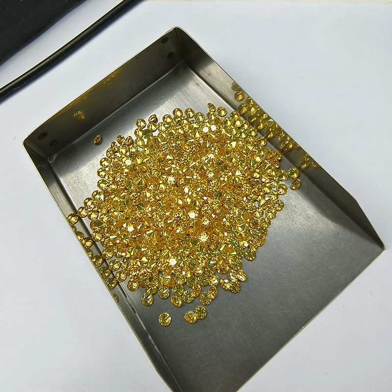 Moissanit-Stein, gelbe Farbe, runde Form, kleine Größen, 1,0–2,9 mm, Labor-Edelstein, Pass-Diamanttest für DIY-Schmuckherstellungsmaterialien – Detail 5
