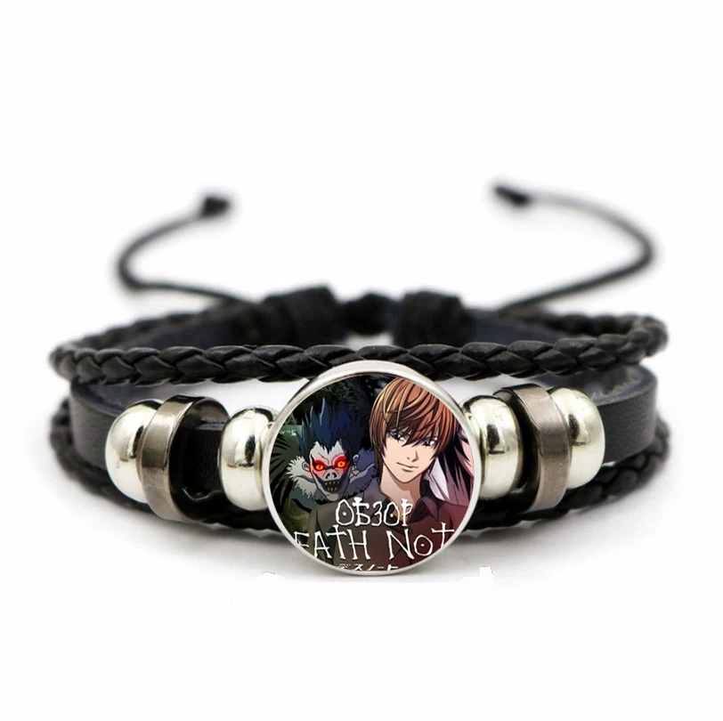 Tiener Verstelbare Polsband Sieraden Lederen Pu Geweven Armband Tijd Gem Polsbandje Voor Anime Death Note Gevlochten Armband