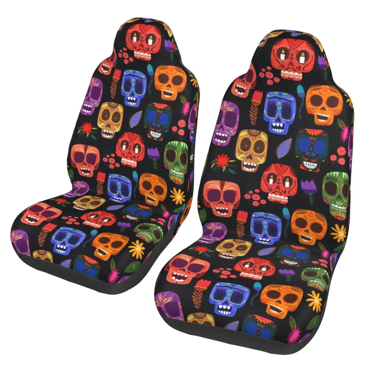 

Mexican Day Of Dead Universal Car Seat Cover Waterproof Women Seat Covers Fiber Fishing