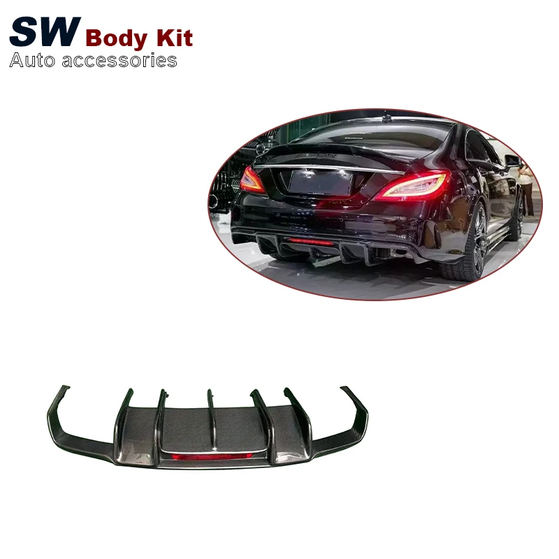 

Carbon Fiber R Style Rear Diffuser For Mercedes-Benz CLS-Class W218 CLS320 CLS63 Upgrade Car Rear Bumper Diffuser Rear Side