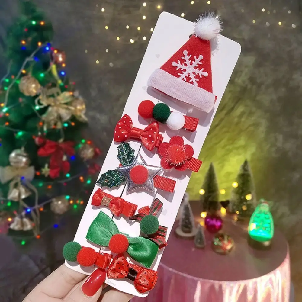 

Merry Christmas Decor Christmas Hairpin Set Sequin Deer Horn Children Antler Hair Clip Cloth Santa Claus Children Bow Hairpin