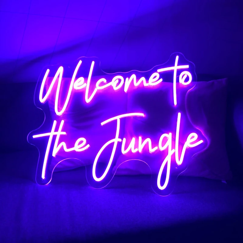 Neon Sign LED Light Welcome to the Jungle Neon Light Signs Bedroom Office Wall Decor Party Bar Shop Club Decorations Neon Art