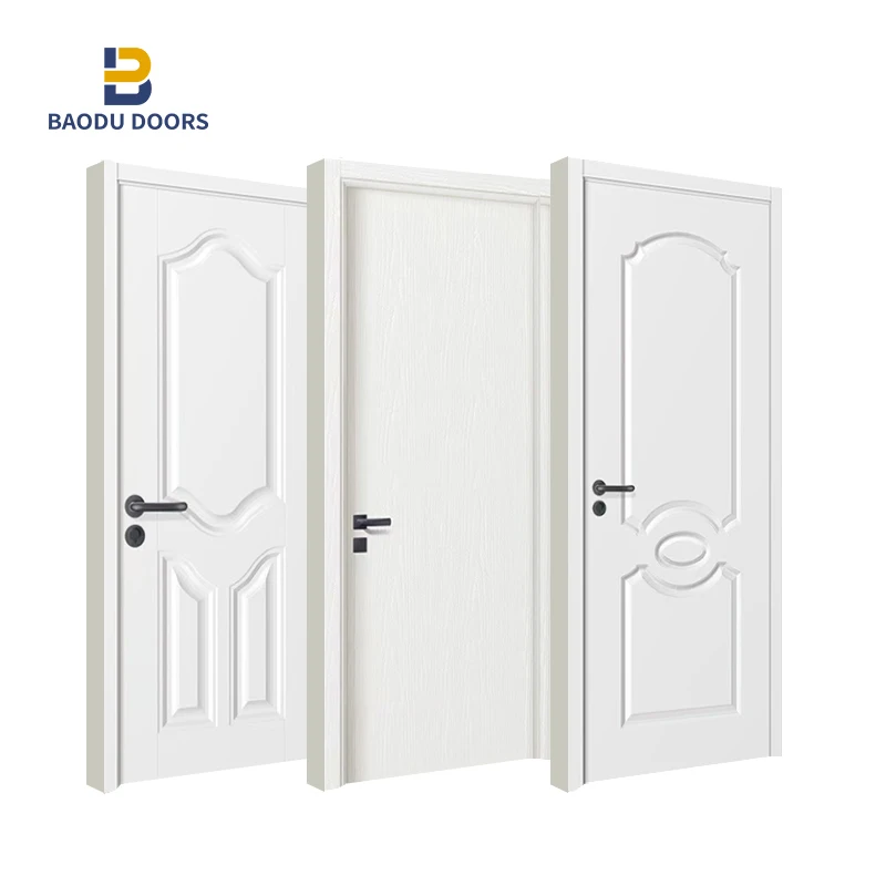 أبواب خشبية مركبة مطلية باللون الأبيض من خشب HDF عالي الجودة للاستخدام الداخلي