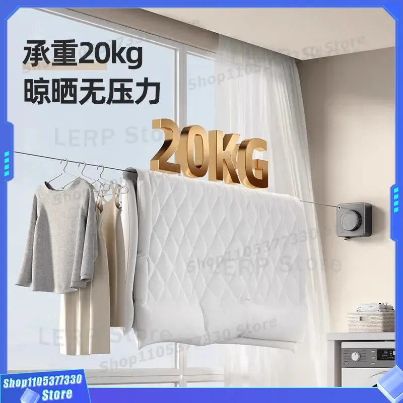 Invisible Clothesline for Indoor Bathroom No Drilling Retractable Wire Rope Drying Rack Balcony Laundry Hanger Space Saving