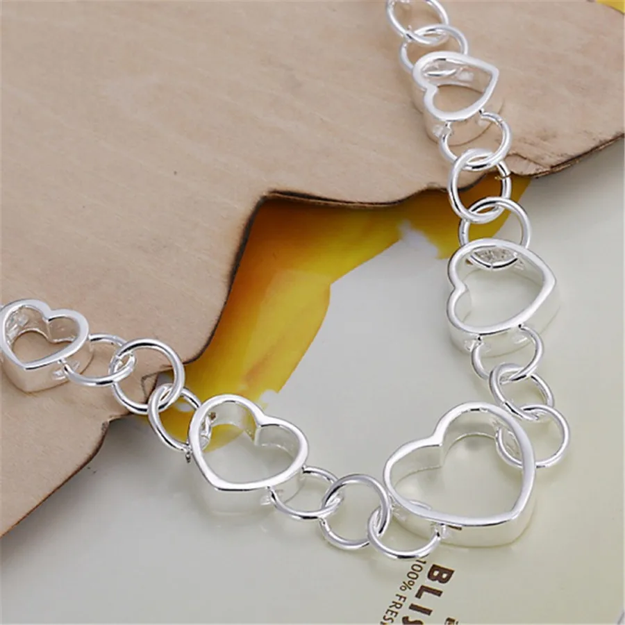 Beautiful Heart925shaped Charm Silver 925 Plated Bracelets New Listings High 925quality Fashion Jewelry Christmas Gifts