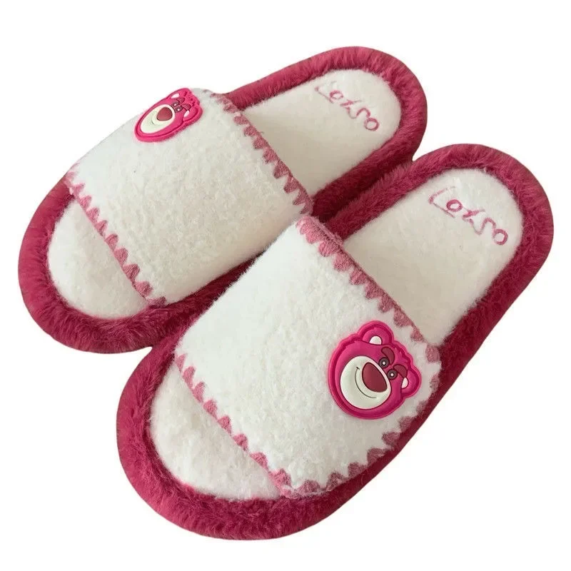 Disney Lotso-Zapatillas de ante informales kawaii, creativas, personalizadas, personajes de película de anime, de dibujos animados, de algodón, de felpa, para el hogar