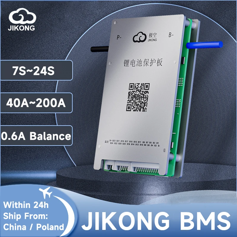 

JIKONG BMS 0.4A 0.6A Active Balance 7S 8S 10S 12S 14S 16S 20S 21S 24S LiFePo4 Li-ion Lto Battery Management System 60A 80A JKBMS