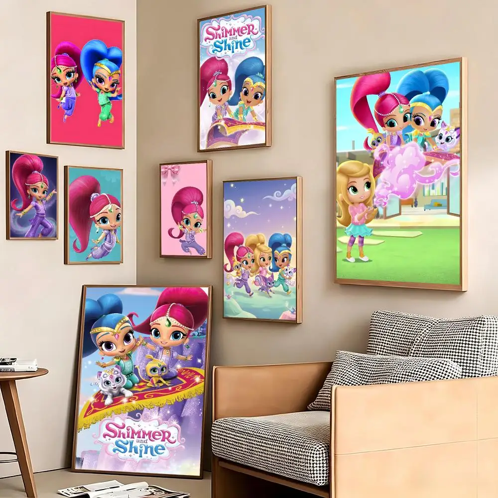 Anime Shimmer and Shine Poster Pegatina artistica HD autoadhesiva impermeable para salon dormitorio