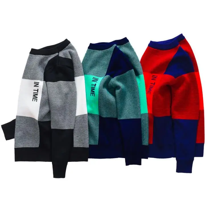 Boy's boy's round collar sweater, children's knitwear.