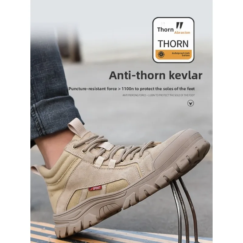 جلد البقر المدبوغ الرجال أحذية حماية العمل جلد البقر المدبوغ أحذية سلامة العمل غطاء صلب لأصبع القدم غير قابل للتدمير المضادة للانزلاق الذكور الأحذية