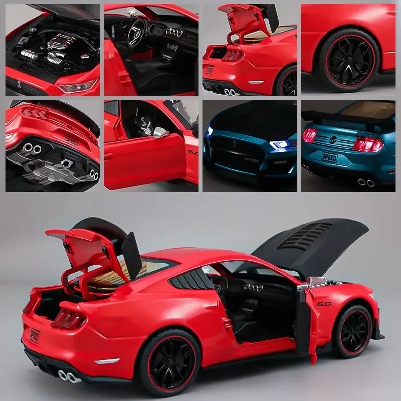 Viper Mustang GT Shelby GT500, modelo de coche deportivo de aleación, vehículos de carreras de Metal fundido a presión, modelo de coche, juguete para regalo con sonido y luz, 1:24