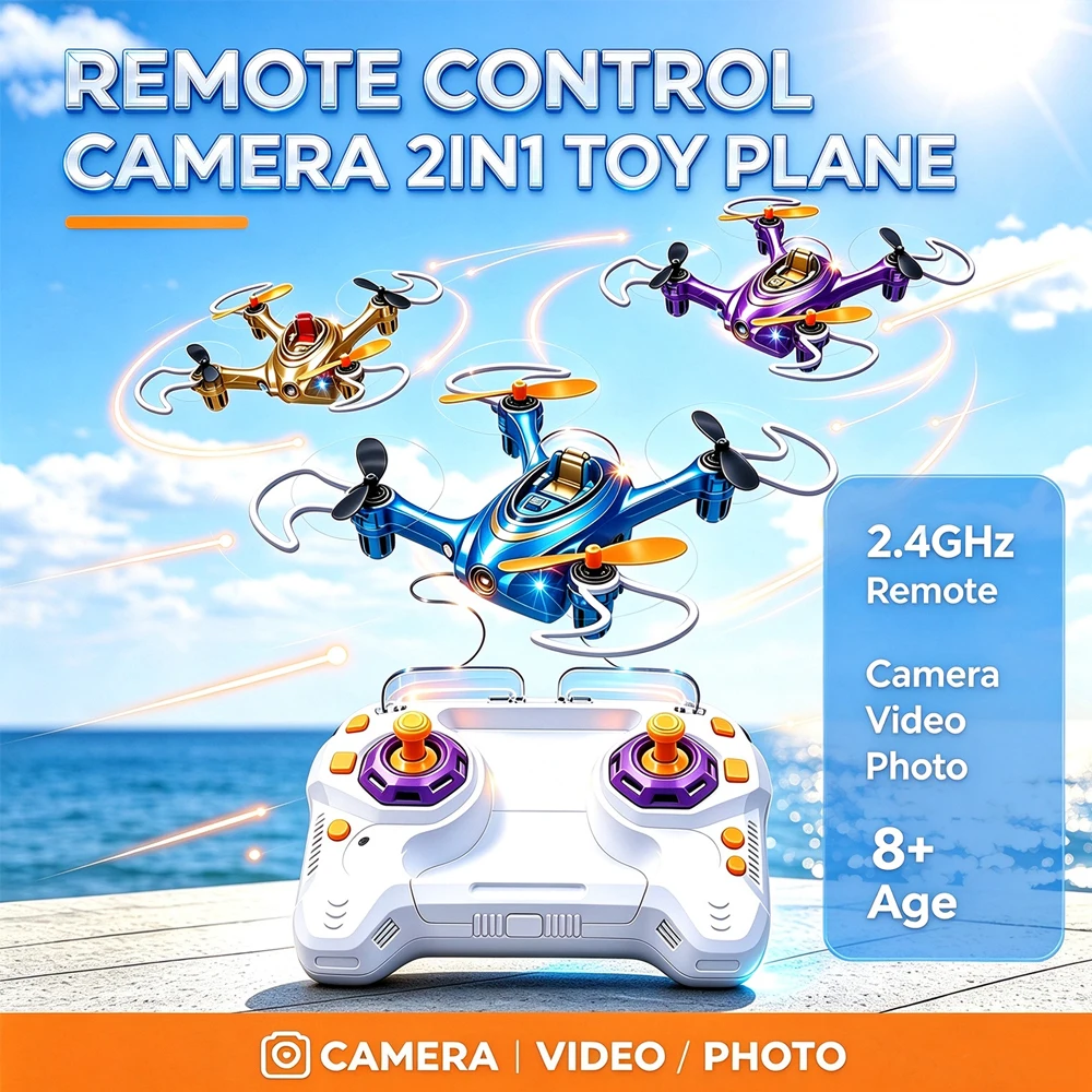 Compact 2 In 1 RC Aircraft With Camera 2.4G WiFi FPV Mini Drone 360° Roll Stunt Quadcopter Kids Remote Control Flying Toy Gift