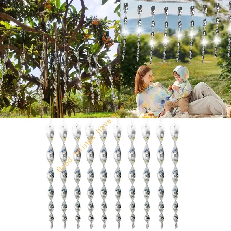 

55KF Weatherproof Wind Activated Helical Bird Repeller Rod With Reflective Silver Surfaces For Garden Protective Against Bird