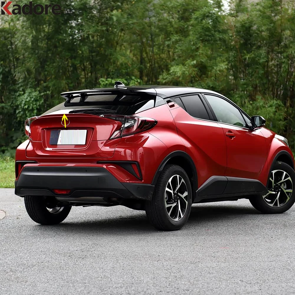Rear Trunk Spoiler Cover Trim For Toyota CHR C-HR 2016 2017 2018 2019 Carbon Fiber Car Tailgate Side Wing Strip Accessories