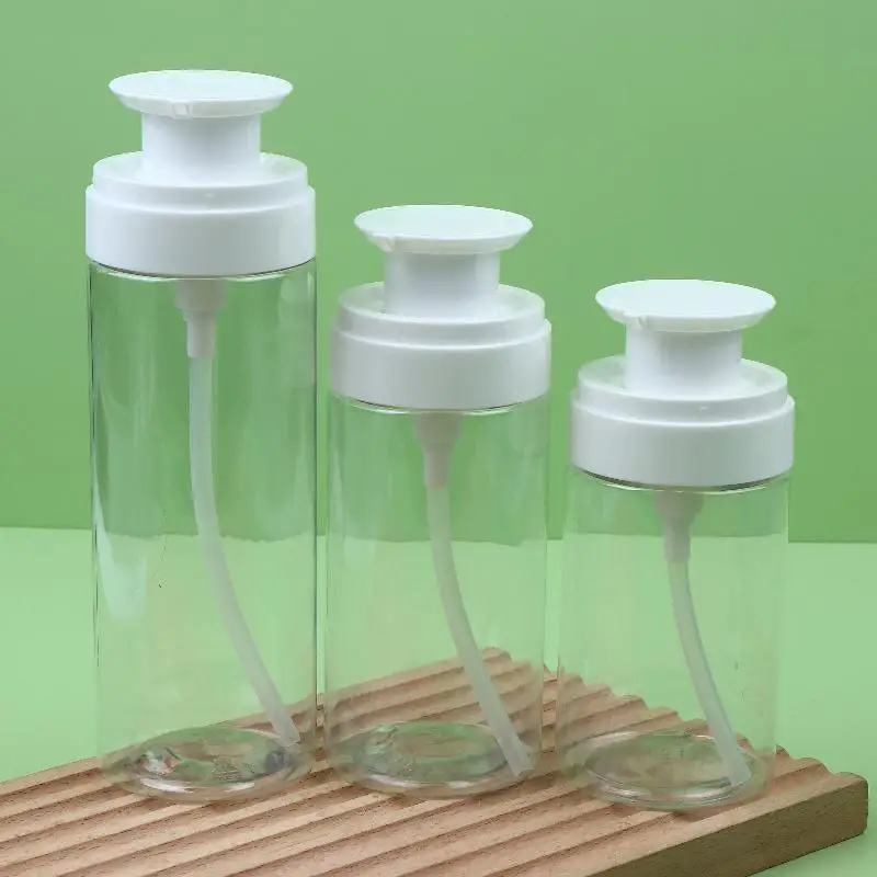 150ml200ml300ml Transparent Flat Shoulder Press Lotion Bottle Empty Essence Water Facial Cleanser Dispenser Cosmetic Containers