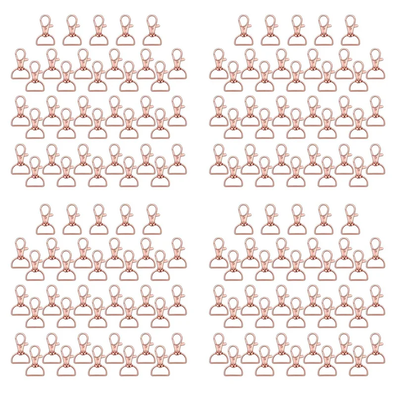 

140 шт. поворотные застежки, карабины для ремешка, брелок, зажим, крючок, застежка в виде когтей омара, металлическая застежка-крючок с D-образными кольцами, розовое золото-ABQU