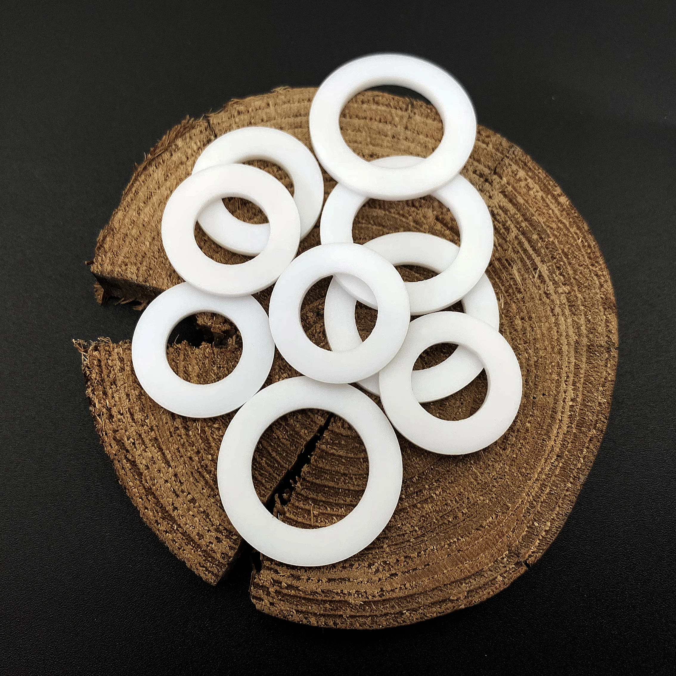 ارتفاع درجة الحرارة مقاومة PTFE وسادة مسطحة البلاستيك الملك شفة الأبيض ختم طوقا العزل الكهربائي الجيد 10/100 قطعة CS 0.8 مللي متر #2