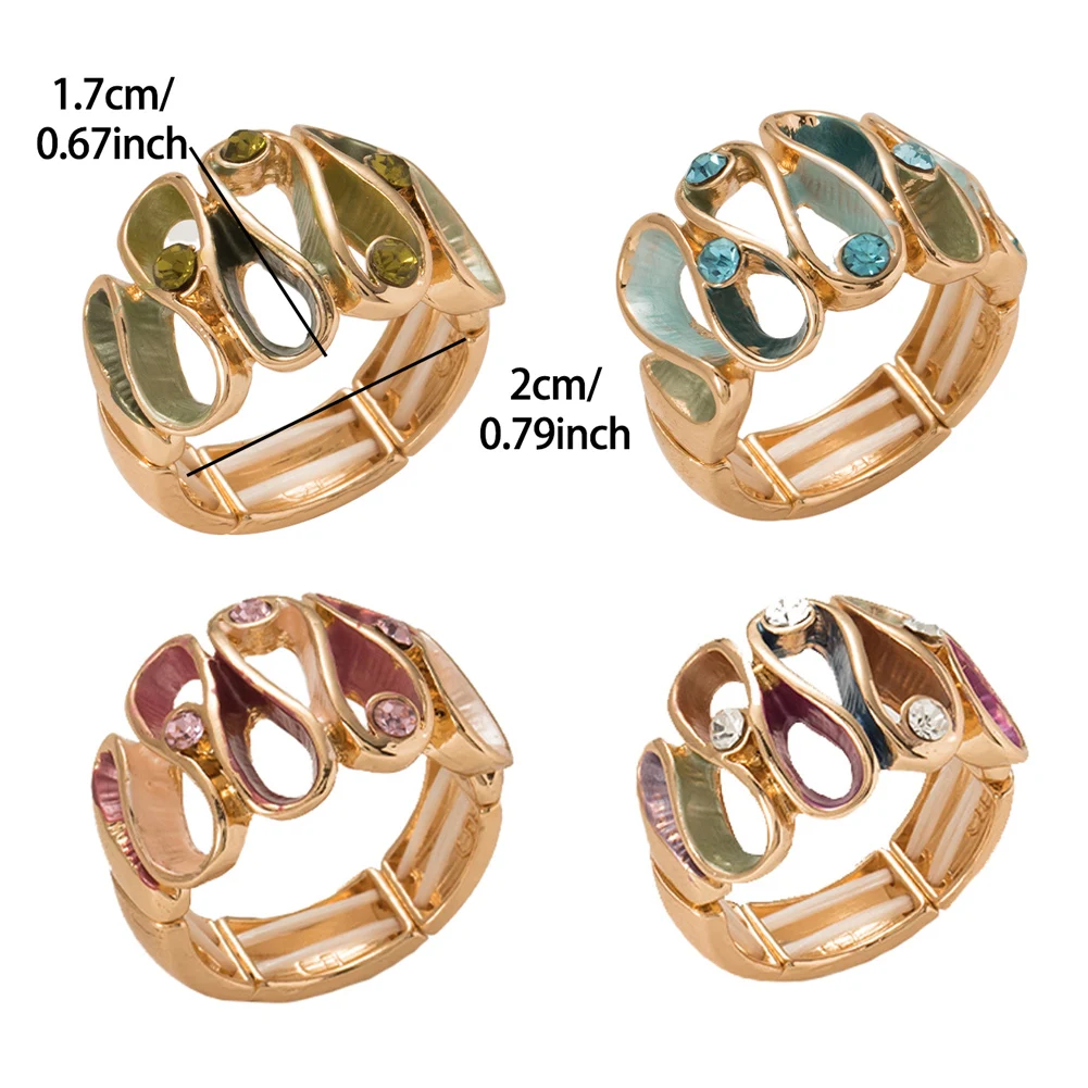 Cring Coco Wave Shape Ring Accessories Finger Woman Fashion Enamel Ring Adjustable New in Rings Jewelry for Women New Year Gift