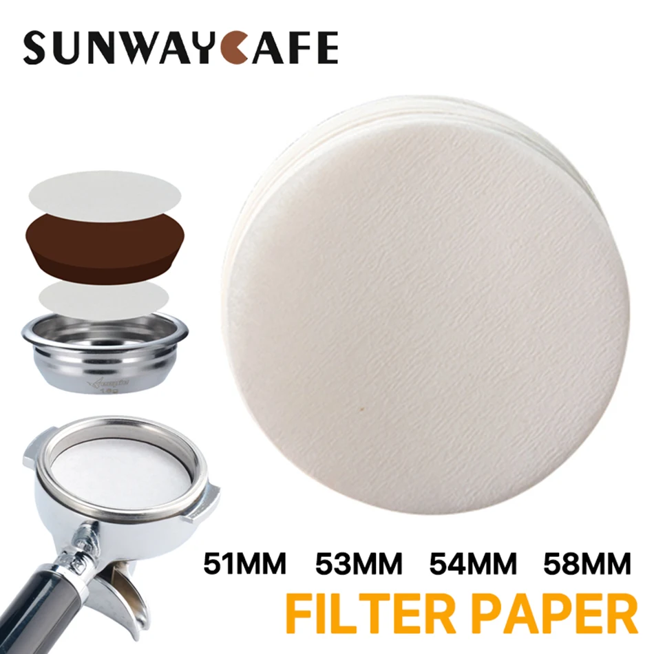 

100/300Pcs Coffee Powder Bowl Filters Paper For Espresso Coffee Maker 51mm/53mm/58mm Secondary Water Filter Paper