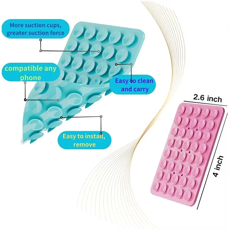 Suporte de celular com ventosa de silicone, forte fixação dupla face sem necessidade de usar as mãos, almofada de fixação para vídeo, ventosa de borracha de silicone, capa de silicone.