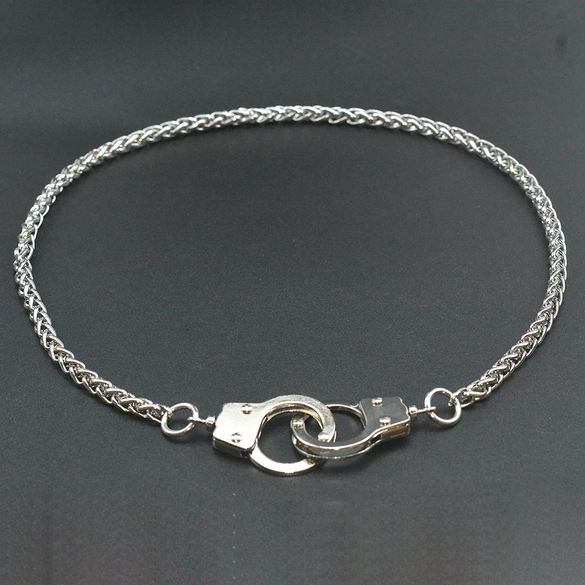 

21 inch Funk Chunky queer hand cuff thumb cuff 6mm stainless steel snake chain street dance choker Necklace keychain