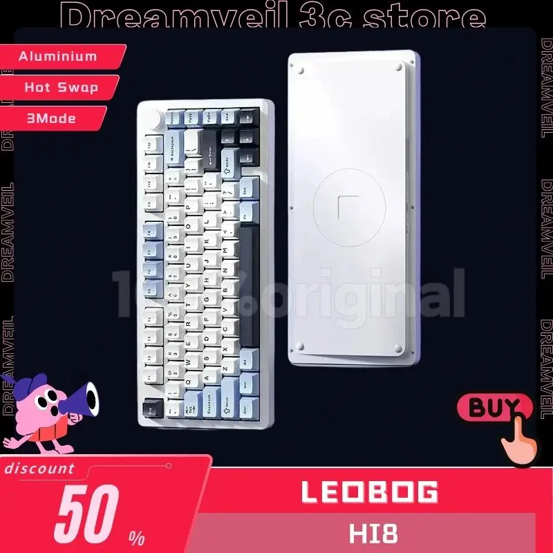 

New Leobog Hi8 Mechanical Keyboard 3Mode Wireless Bluetooth Keyboard Aluminium Alloy Gasket Hot Swap Customized Gamer Keyboards