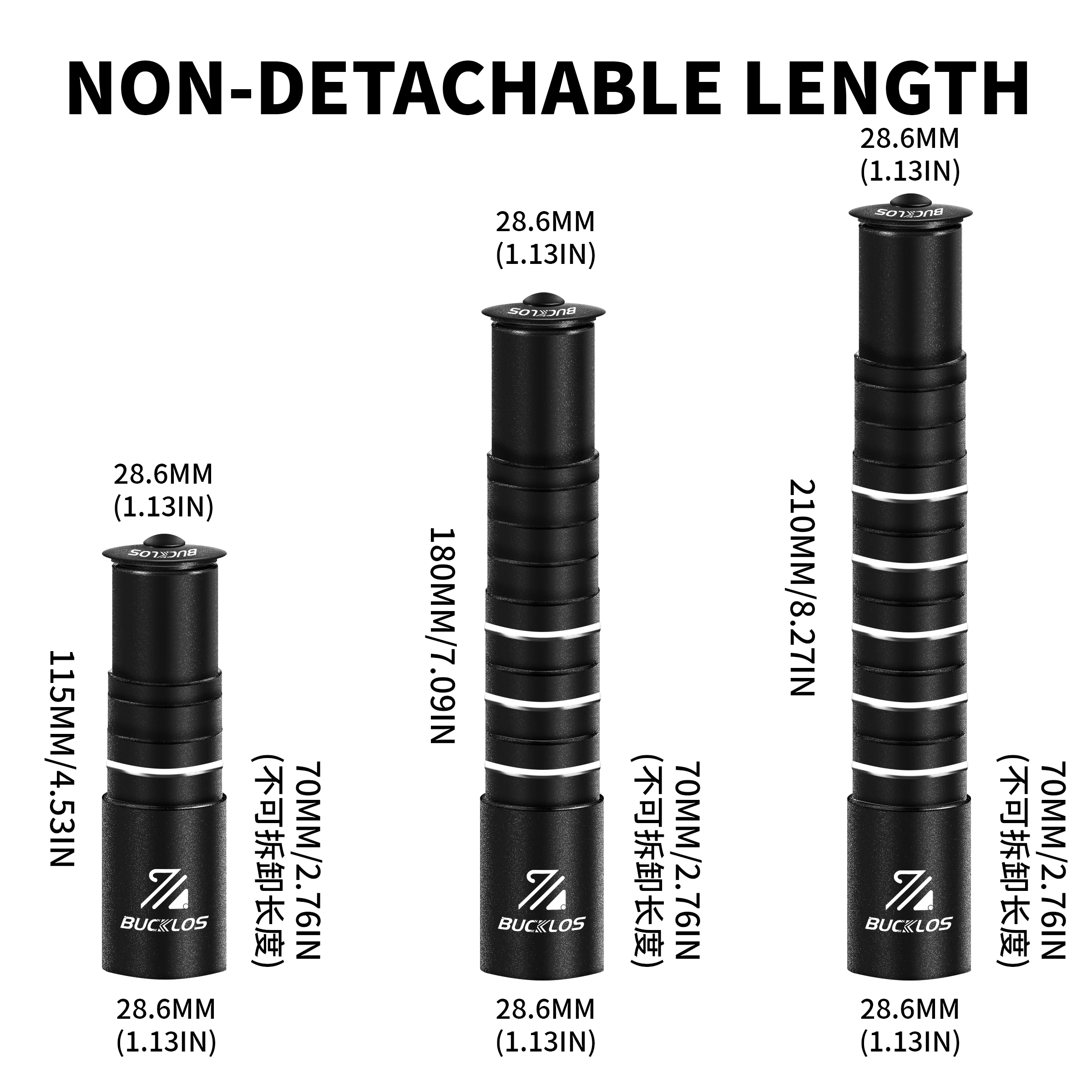 BUCKLOS Bike Stem Height Extender 115mm 180mm 210mm Bicycle Handlebar Rise Up Adapter Road Mountain Bike Stem Extender Bike Part