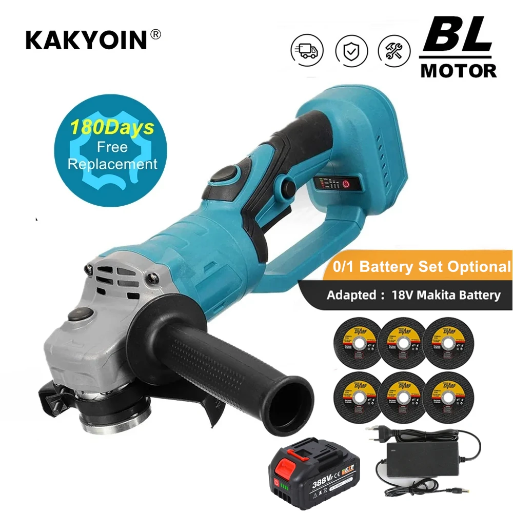 

1600W 125mm Brushless Angle Grinder Polishing Cordless Grinder Polisher Grinding Cutting Machine For Makita 18V Battery