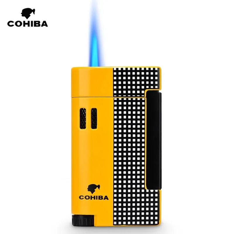 New COHIBA Cigar Lighter With Cigar Puncher Windproof Lighters For Smoking BBQ Outdoor Indoor Luxury Alloy Cigar Torch Lighters