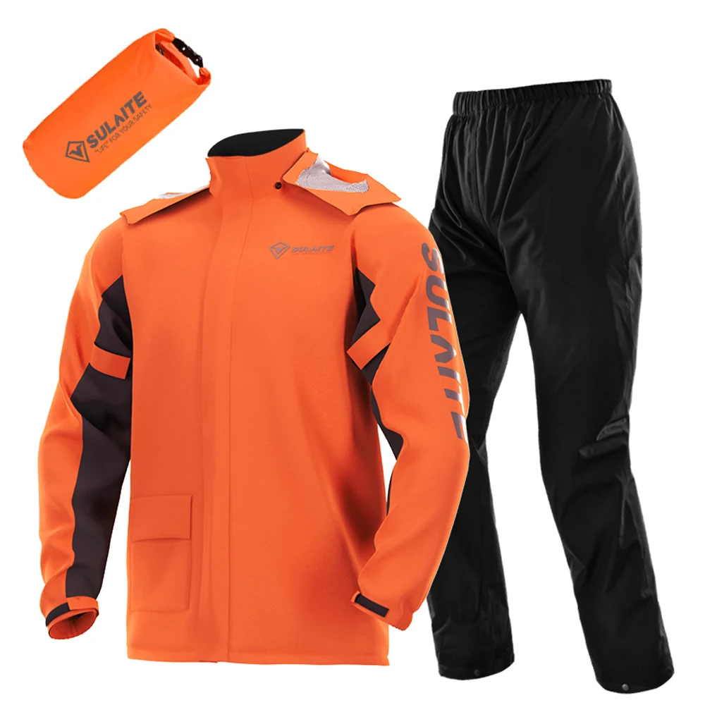 

SULAITE Motorcycle Rain Gear Suit Lightweight Riding Raincoat Set Waterproof Breathable Jacket & Pants with Shoe Cover