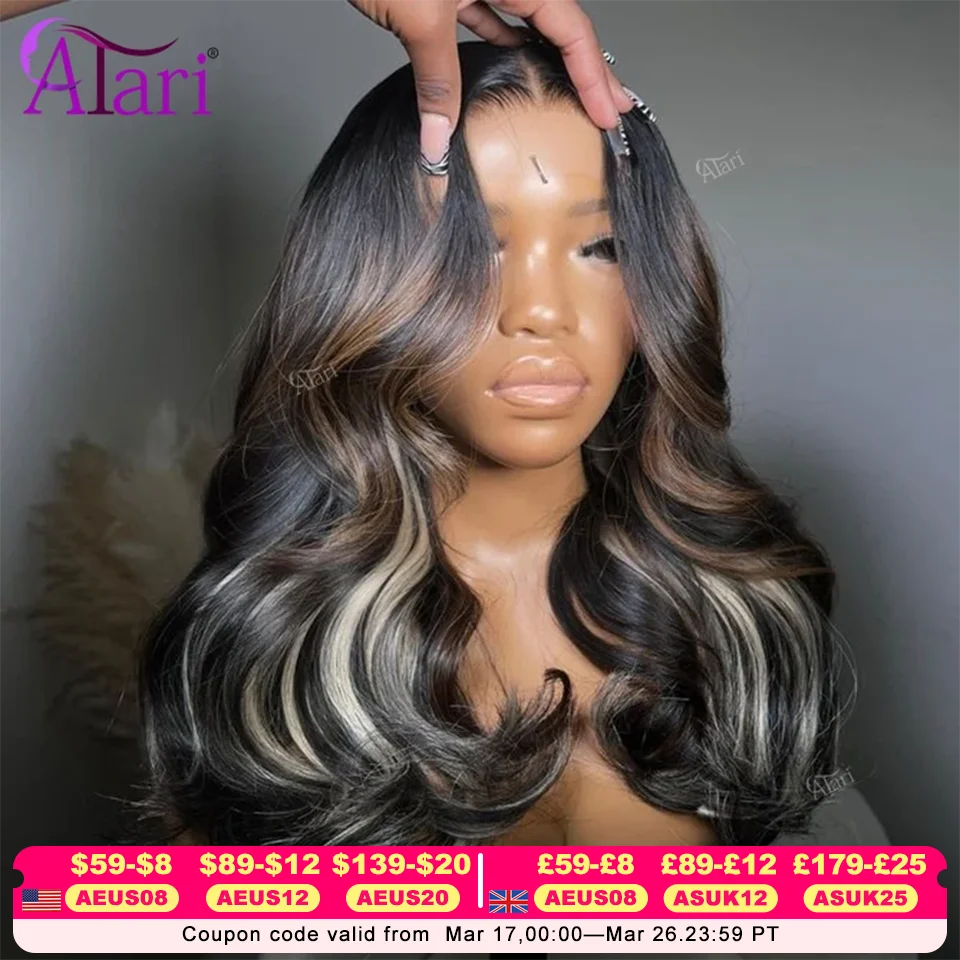 Highlight Brown Blonde 13x6 Lace Frontal Body Wave Wig Transparent 13x4 Human Hair Wigs for Women 5x5 Brazilian Lace Closure Wig