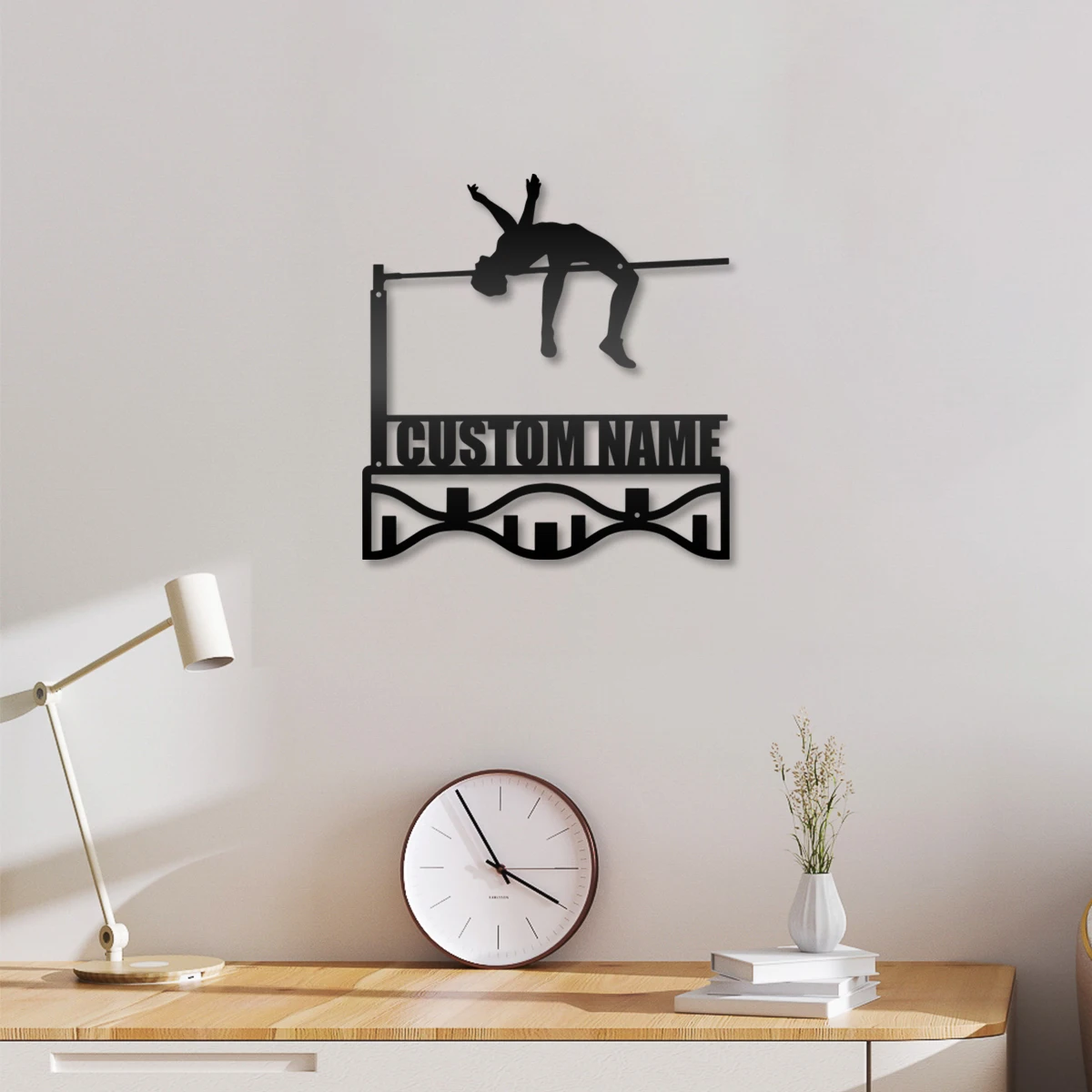 

1pc High jump creative Medal hook Customized Name Hooks Metal Art Metal Rack For Hanging Coats Hats Towels