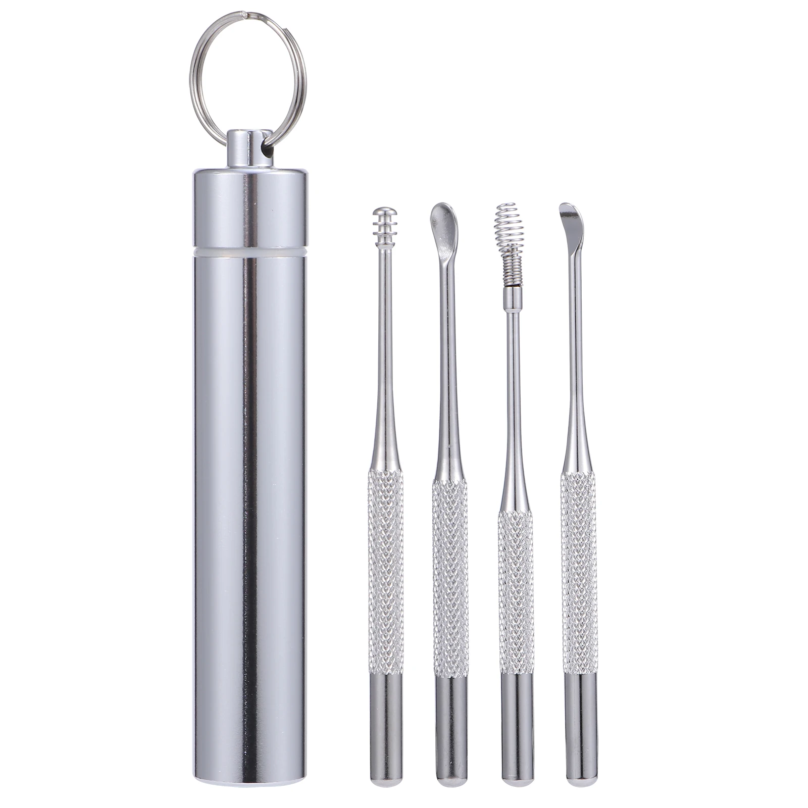 

4pcs Ear Picks Set Stainless Steel Cleaner Kit Wax Remover Tool Portable Design Long Lasting Durable Practical