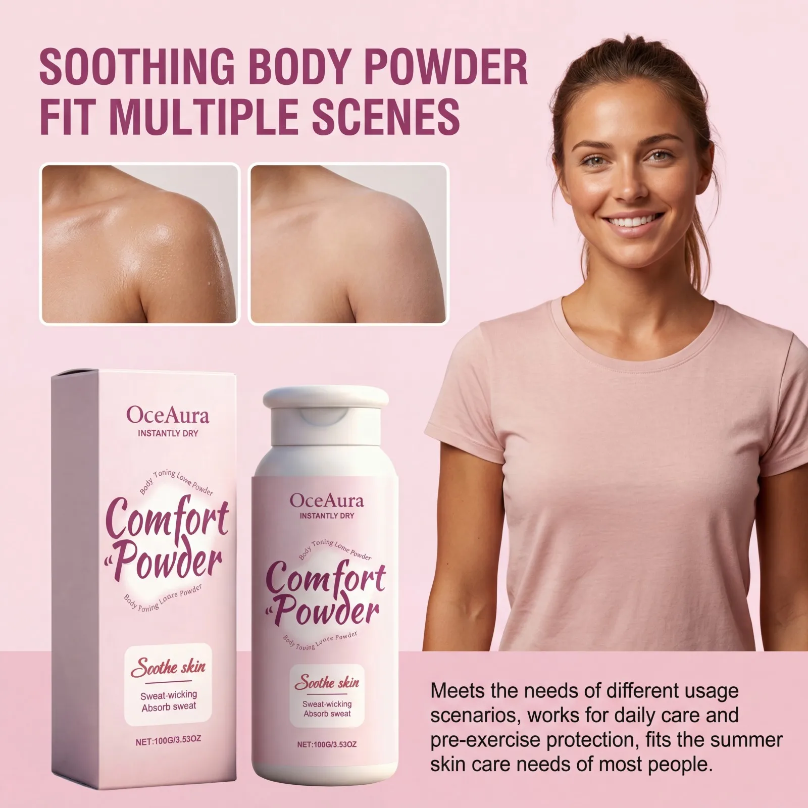 Comfort Powder Instantly Dry Comfort Powder Soothing Body Powder Sweat Wicking Absorb Sweat Talc Free Refreshing Summer Care