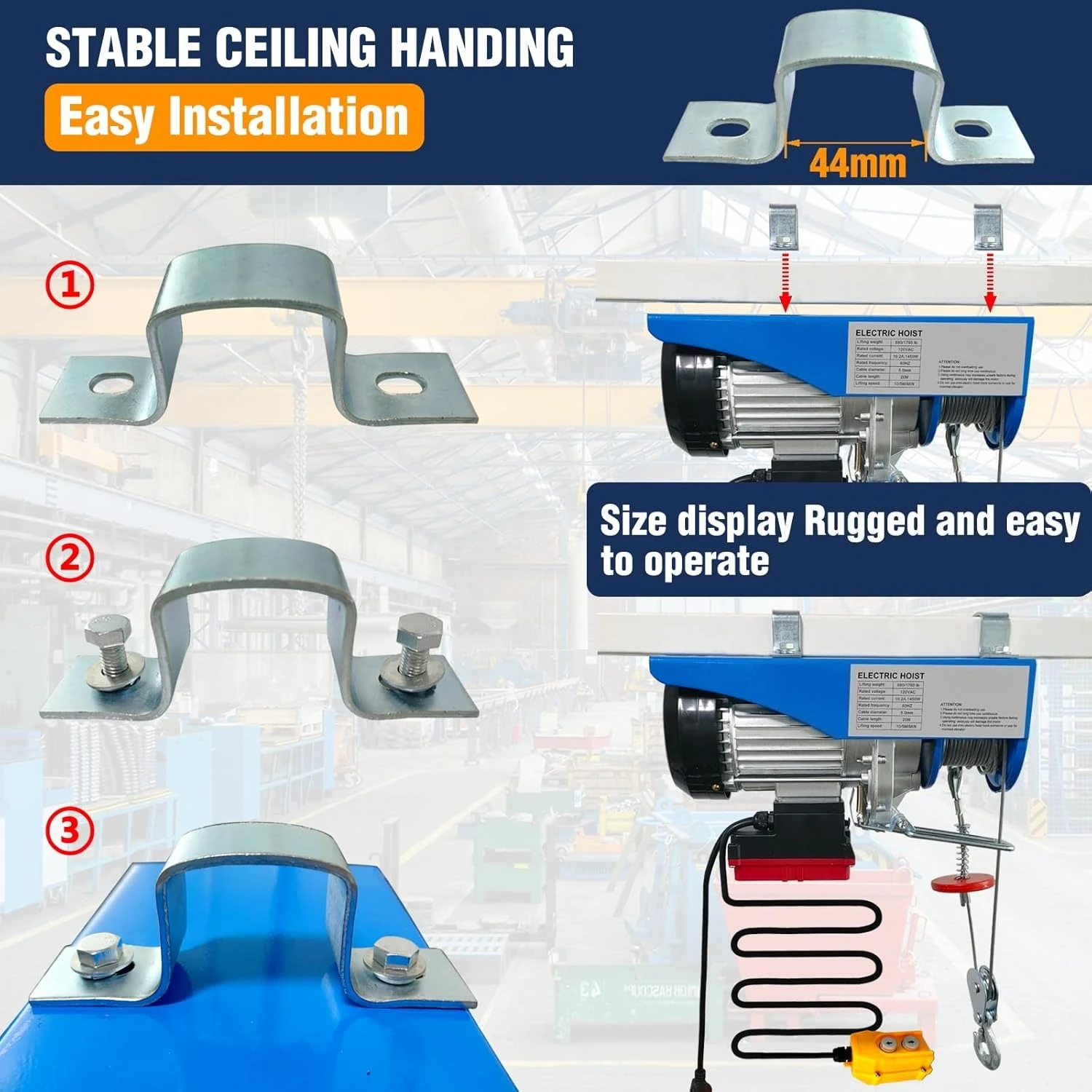 ZZC-رافعة كهربائية، رافعة كهربائية 1320 رطل مع جهاز تحكم عن بعد لاسلكي/سلكي 2 في 1، ونش رافعة كهربائية 110 فولت مع جهاز تحكم عن بعد #6