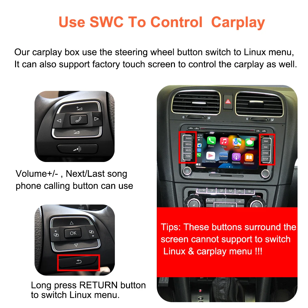 Bonroad Wireless Carplay Android Auto Nachrüst-Kits Modul für Volkswagen Passat B6 B7 Golf 6 RNS510 Serie Airplay Mirrorlink – Detail 1