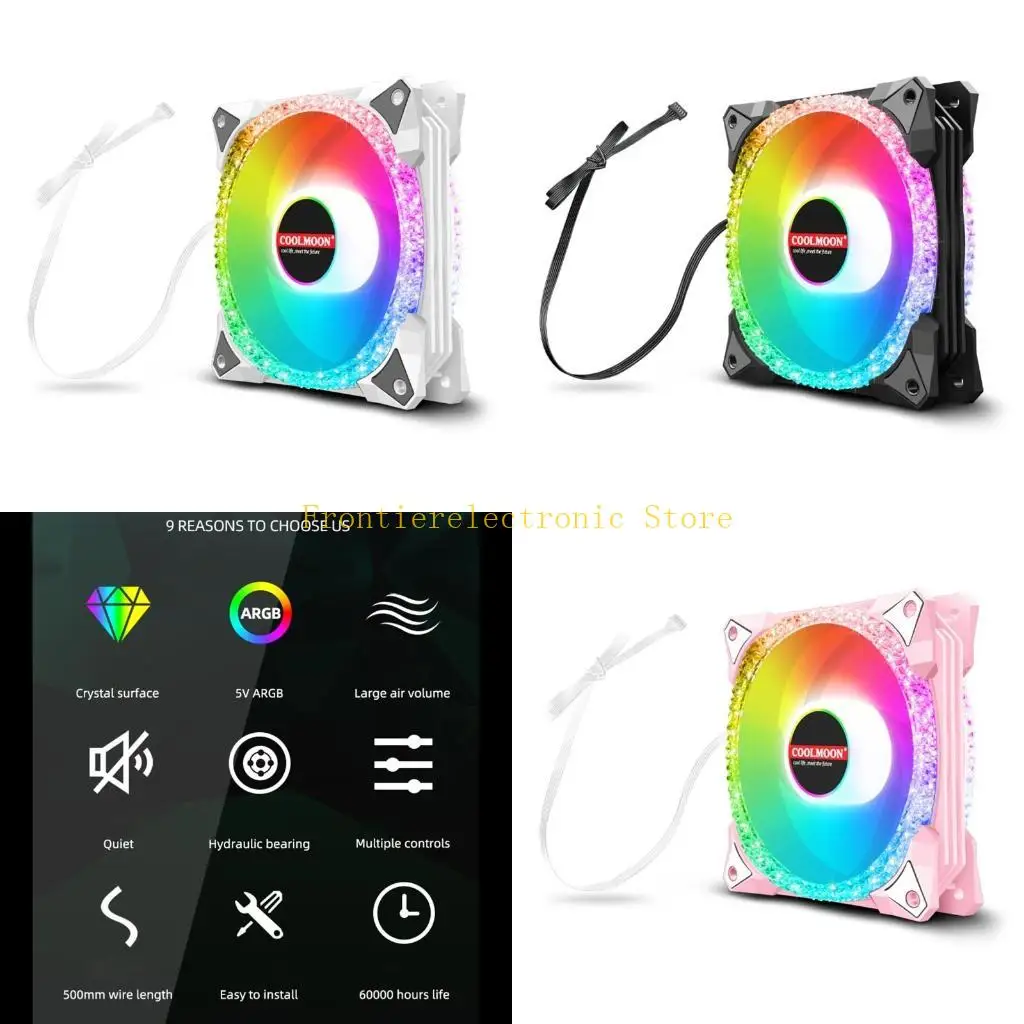 

G8DB CPU Coolers Radiators System RGB LED 120mm for Case Fan,Quiet Edition with Music Adjustable Color for Case Fan for PC