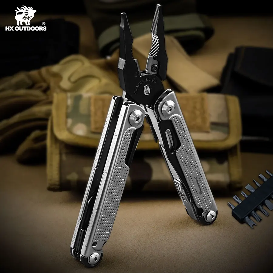 Imagem -02 - Outdoors Eagle Alicate Multifuncional Camping Sobrevivência Multitool Alicate Dobrável Tesoura Chave de Fenda Bits Serra de Caça hx