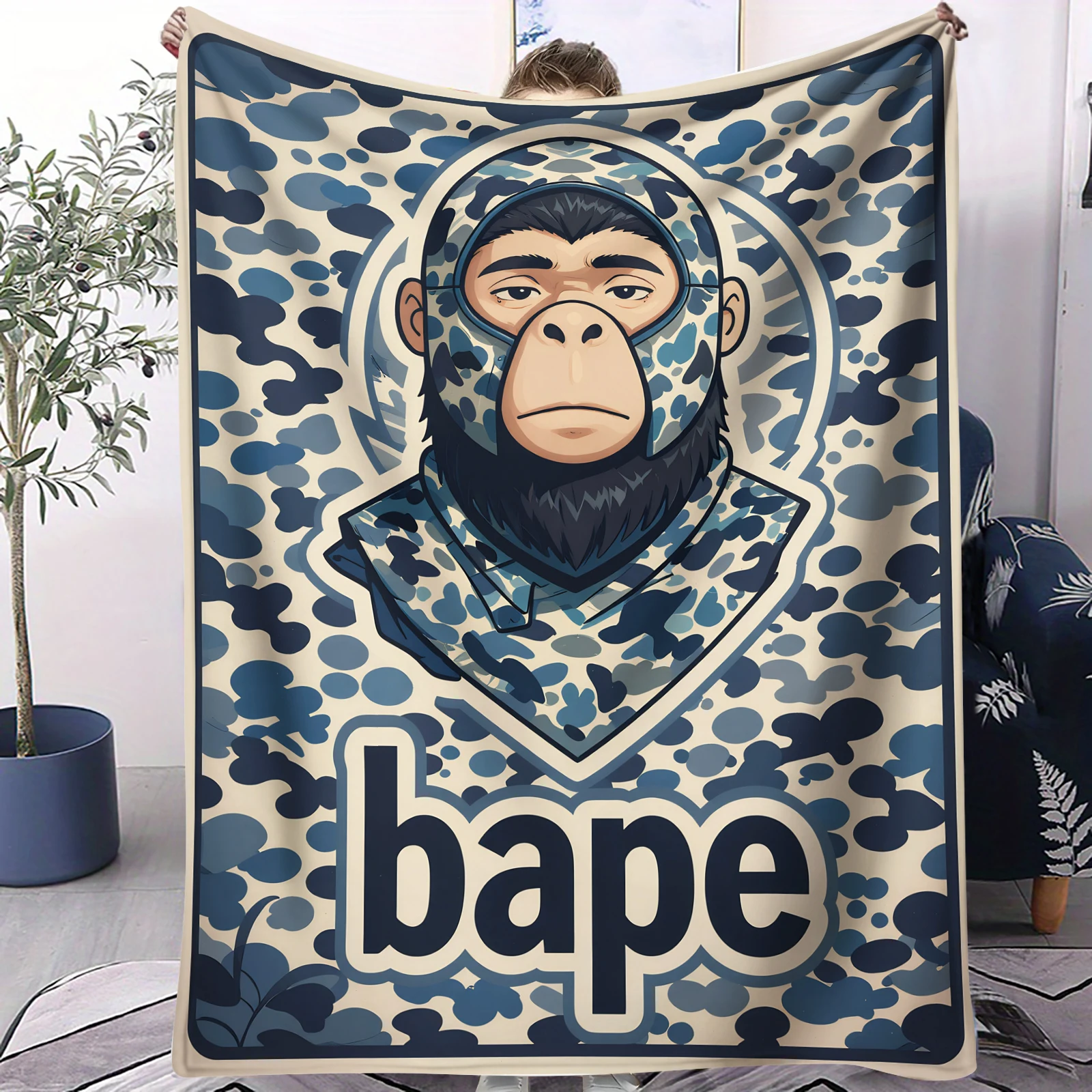 

Высококачественное мягкое и прочное одеяло-плед Bape Baby Milo с камуфляжным принтом для кровати, дивана, дневного сна, обеда, кемпинга, подарок на все сезоны